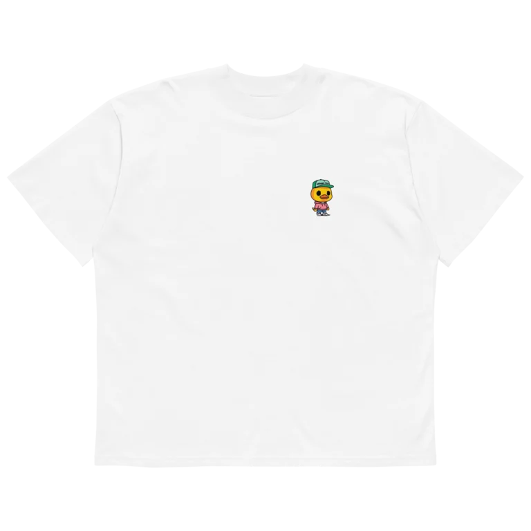 UNHAPPY AS DUCK UNISEX ORGANIC OVERSIZED HIGH NECK T-SHIRT (WHITE)